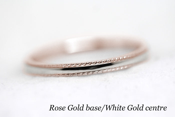 2mm Gold Plain Wedding Band for Women with Twisted edge | 2mm 10K 14K 18K Gold Women's Ring. Polished finish with twisted edges gives this ring an elegant and classic look. Where it alone or stack with other rings