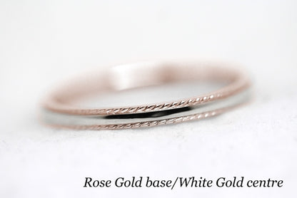 2mm Gold Plain Wedding Band for Women with Twisted edge | 2mm 10K 14K 18K Gold Women's Ring. Polished finish with twisted edges gives this ring an elegant and classic look. Where it alone or stack with other rings