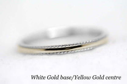 2mm Gold Plain Wedding Band for Women with Twisted edge | 2mm 10K 14K 18K Gold Women's Ring. Polished finish with twisted edges gives this ring an elegant and classic look. Where it alone or stack with other rings