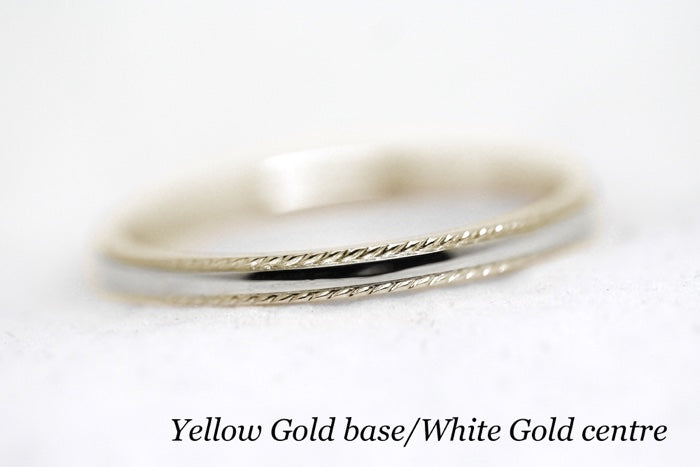 2mm Gold Plain Wedding Band for Women with Twisted edge | 2mm 10K 14K 18K Gold Women's Ring. Polished finish with twisted edges gives this ring an elegant and classic look. Where it alone or stack with other rings