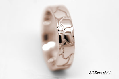 6mm Gold Wedding Band for Men and Women Tire Inspired | T-0018