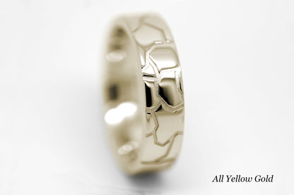 6mm Gold Wedding Band for Men and Women Tire Inspired | T-0018