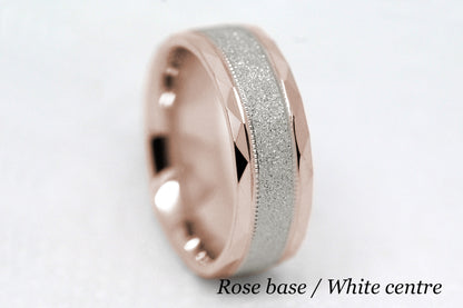 6mm Gold Wedding Band for Men and Women Sparkly Faceted Stardust | AT-0021