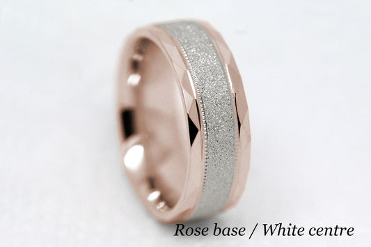 6mm Gold Wedding Band for Men and Women Sparkly Faceted Stardust | AT-0021