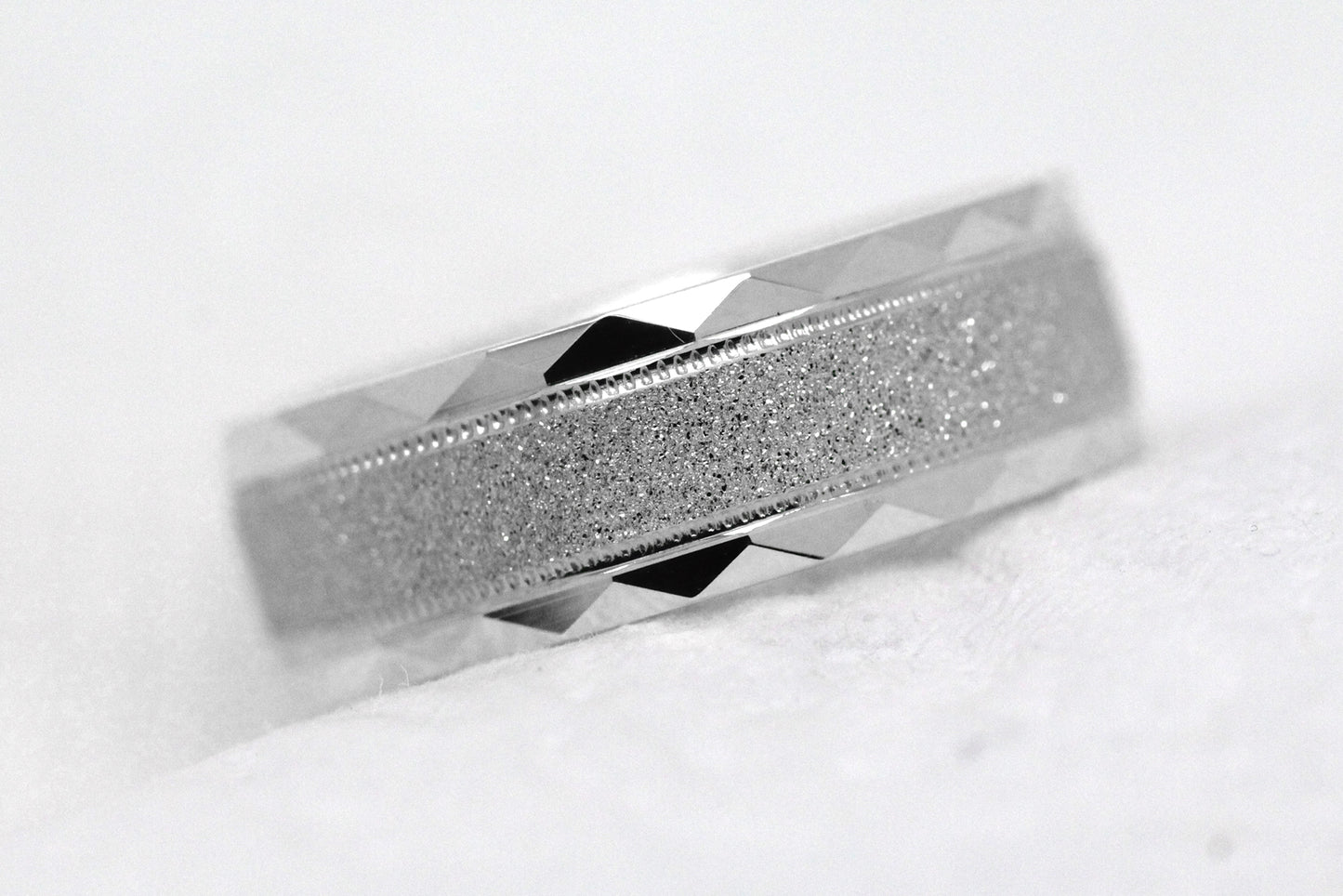 6mm 925 Silver Wedding Ring for Men and Women Sparkly Faceted Edge | AT-0021