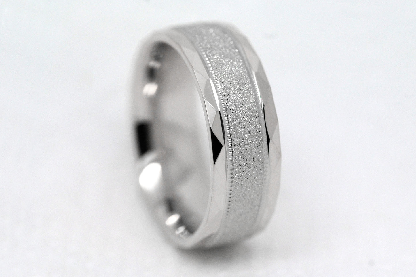 6mm 925 Silver Wedding Ring for Men and Women Sparkly Faceted Edge | AT-0021