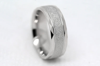 6mm 925 Silver Wedding Ring for Men and Women Sparkly Faceted Edge | AT-0021