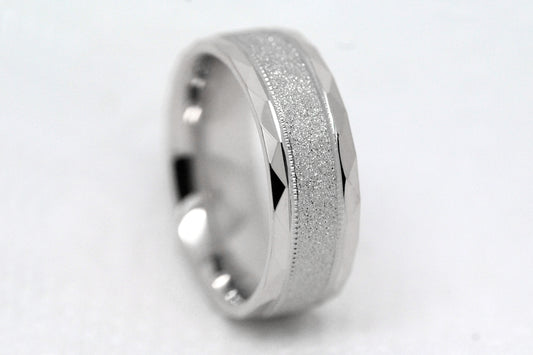 6mm 925 Silver Wedding Ring for Men and Women Sparkly Faceted Edge | AT-0021