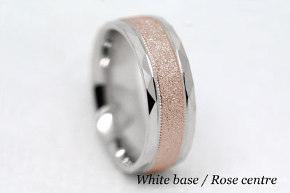 6mm Gold Wedding Band for Men and Women Sparkly Faceted Stardust | AT-0021