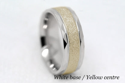 6mm Gold Wedding Band for Men and Women Sparkly Faceted Stardust | AT-0021
