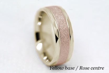 6mm Gold Wedding Band for Men and Women Sparkly Faceted Stardust | AT-0021