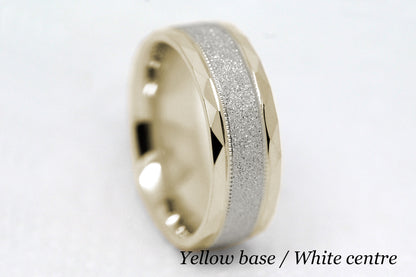 6mm Gold Wedding Band for Men and Women Sparkly Faceted Stardust | AT-0021