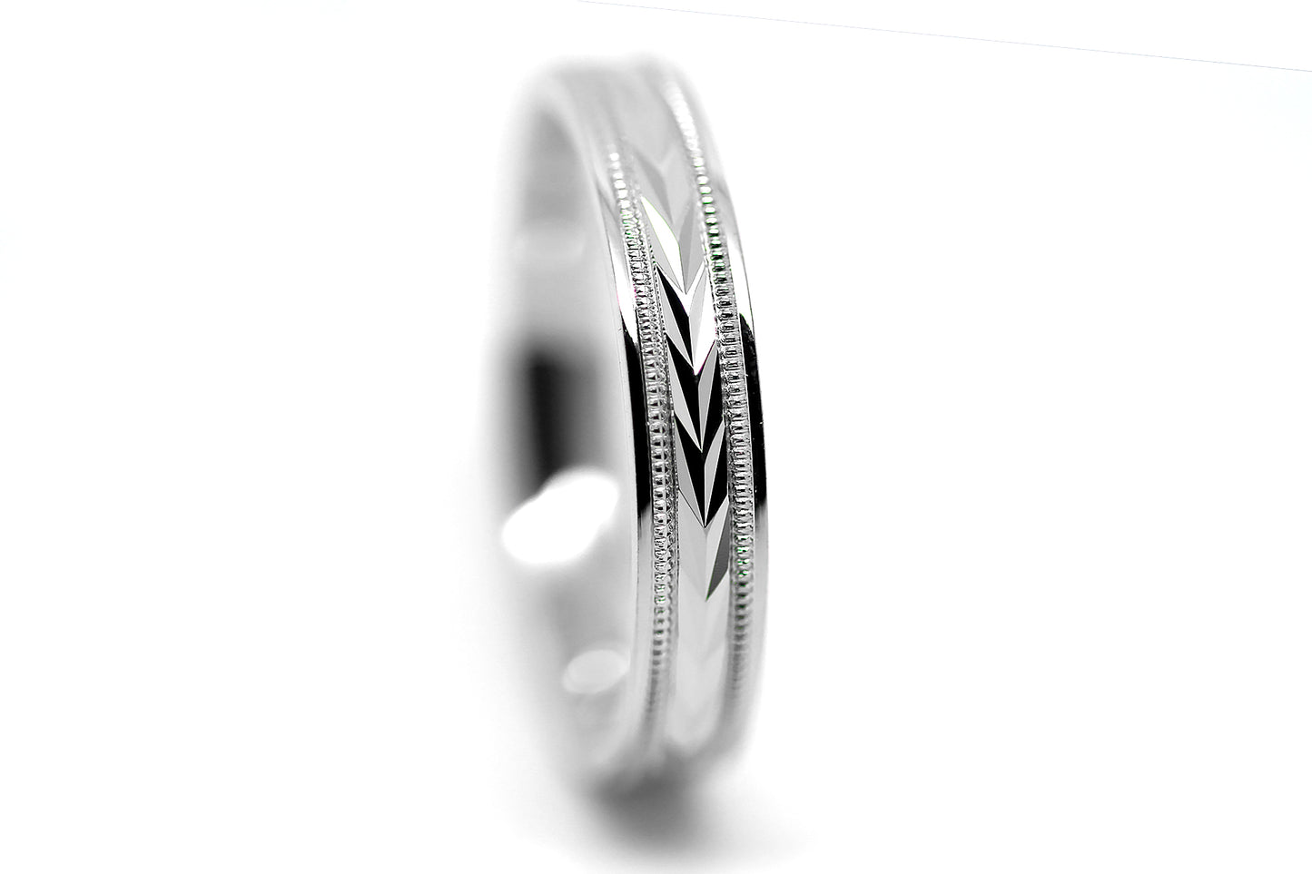 4mm Gold Solid Gold Wedding Band with Wheat design Wedding Band for Women and Men | T-0023