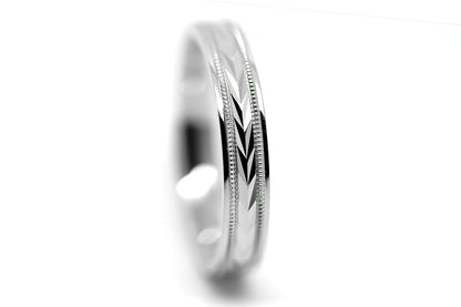 4mm Gold Solid Gold Wedding Band with Wheat design Wedding Band for Women and Men | T-0023