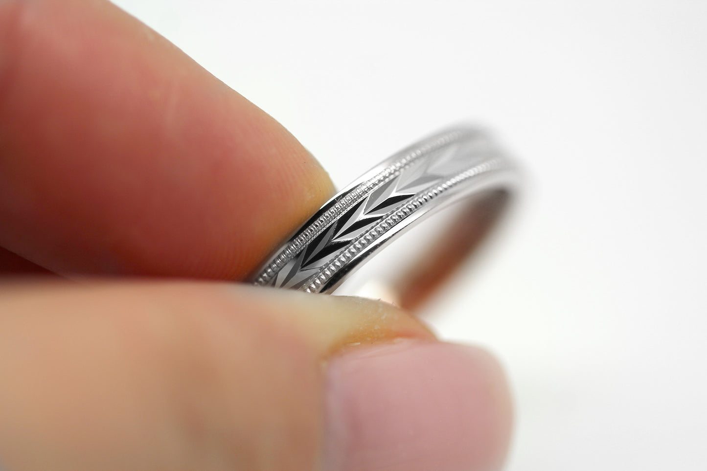 4mm Gold Solid Gold Wedding Band with Wheat design Wedding Band for Women and Men | T-0023