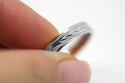 4mm Gold Solid Gold Wedding Band with Wheat design Wedding Band for Women and Men | T-0023