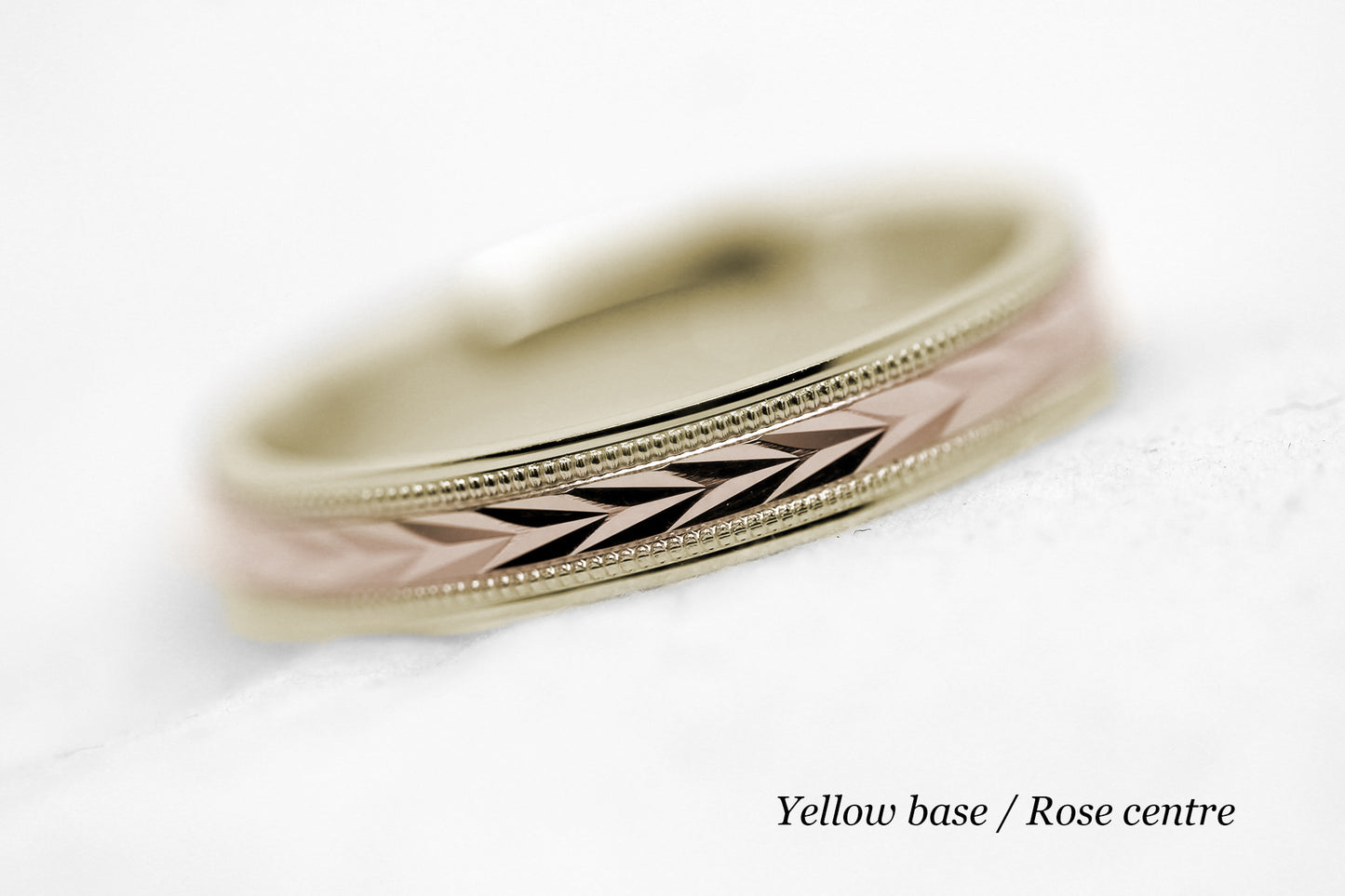 4mm Gold Solid Gold Wedding Band with Wheat design Wedding Band for Women and Men | T-0023