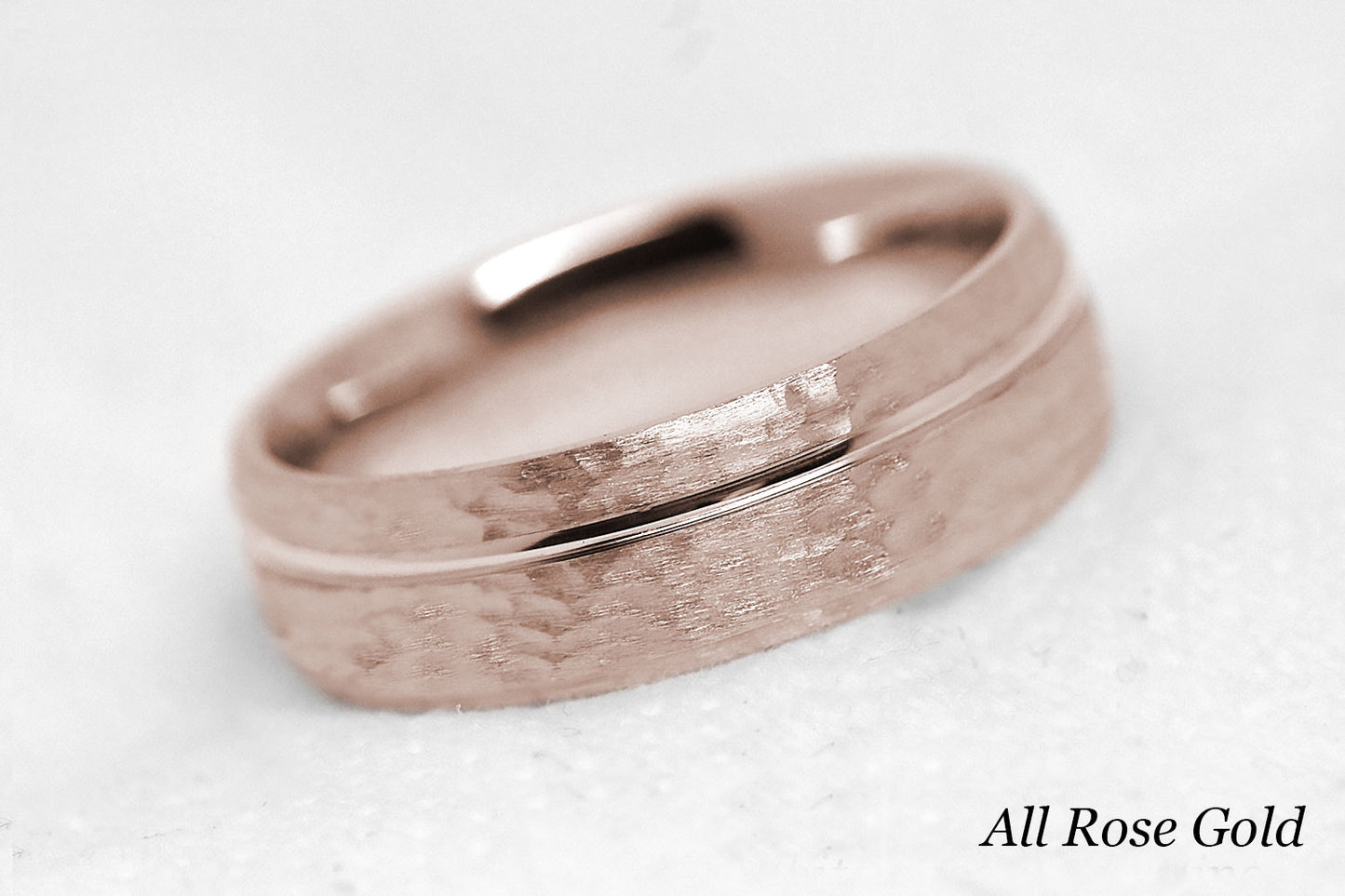 6mm Gold Hammered Wedding Band with polished line for Men and Women | AT-0025