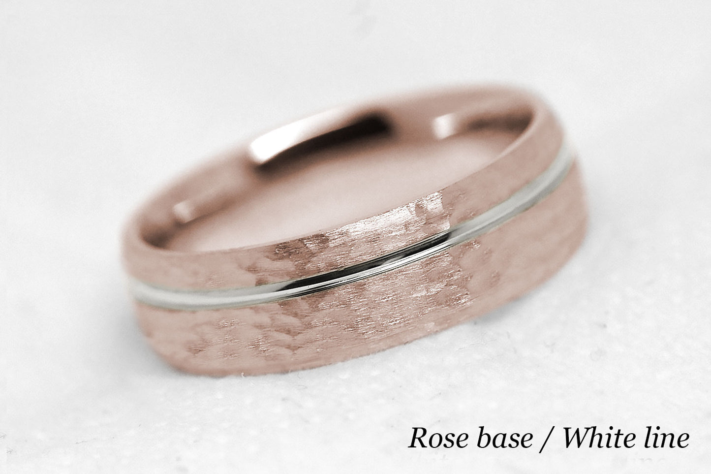 6mm Gold Hammered Wedding Band with polished line for Men and Women | AT-0025