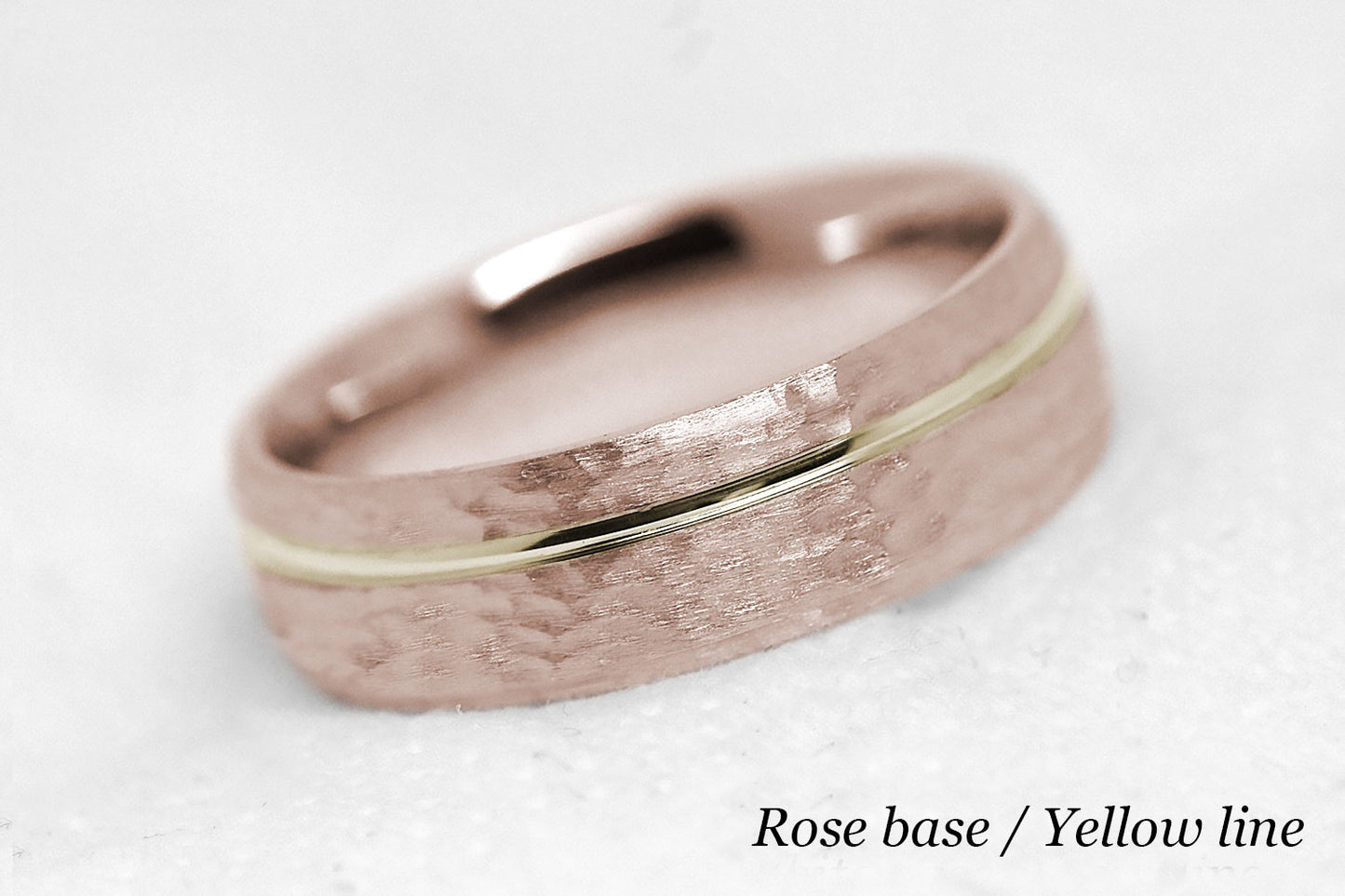 6mm Gold Hammered Wedding Band with polished line for Men and Women | AT-0025