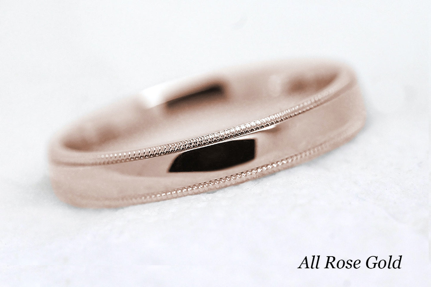 4mm Classic Gold Wedding Band with Milgrain Edge for Men and Women | AT-0026