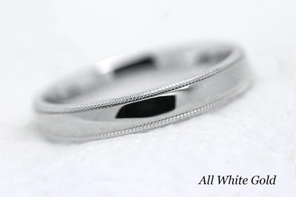 4mm Classic Gold Wedding Band with Milgrain Edge for Men and Women | AT-0026