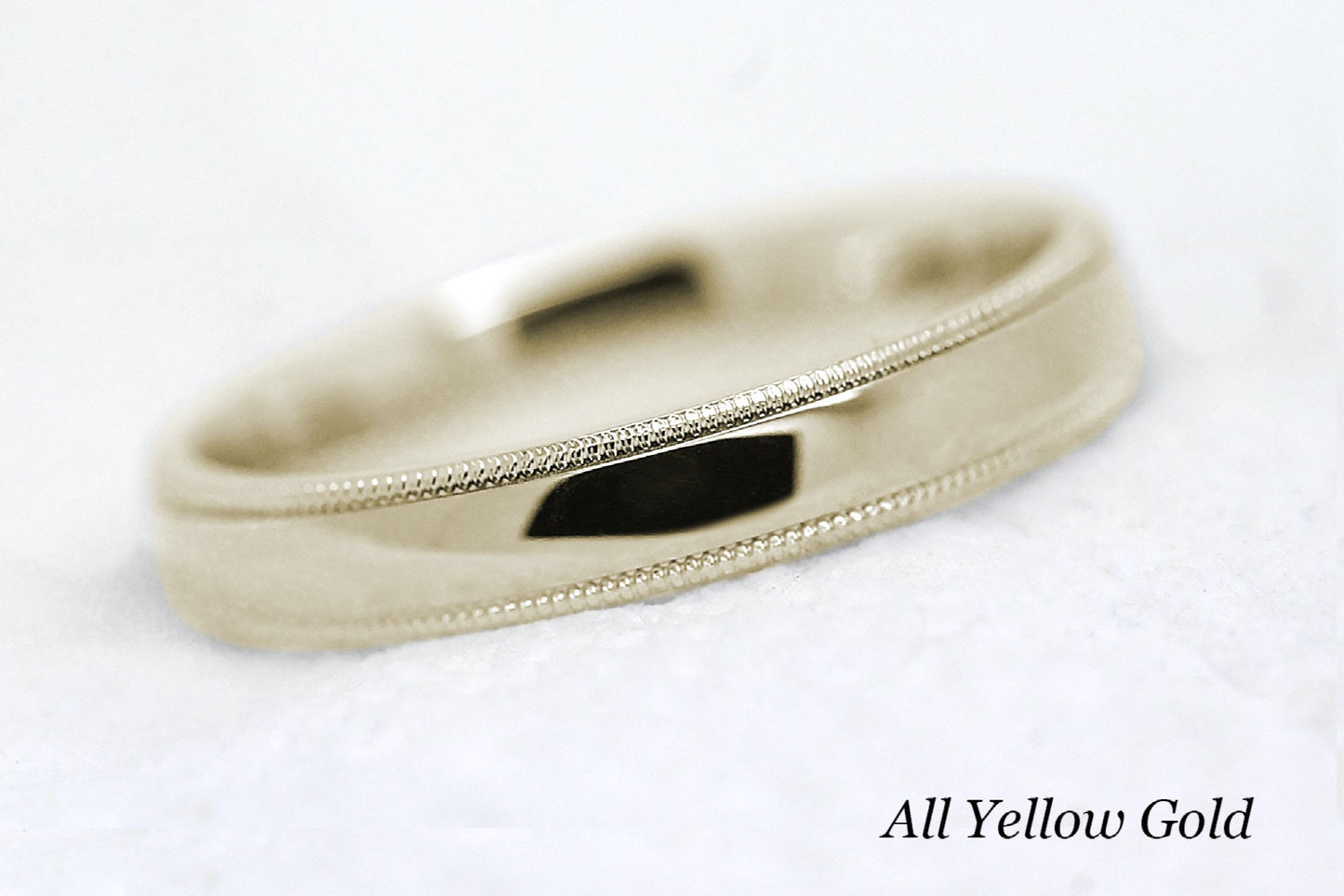 4mm Classic Gold Wedding Band with Milgrain Edge for Men and Women | AT-0026