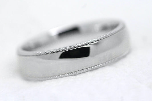 6mm 925 Silver Wedding Band for Men and Women Low Dome Polished Milgrain | AT0026