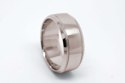 8mm Solid Gold Wedding Band for Men and Women Flat Beveled | T-0030