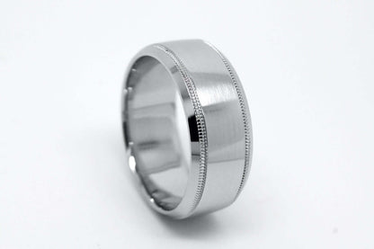 8mm Solid Gold Wedding Band for Men and Women Flat Beveled | T-0030