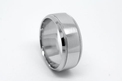 8mm solid 925 sterling silver wedding band for men, silver flat beveled wedding ring