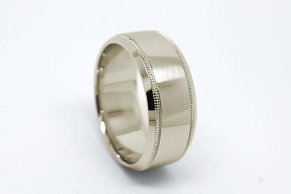 8mm Solid Gold Wedding Band for Men and Women Flat Beveled | T-0030