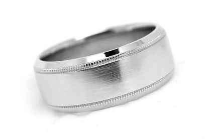 8mm solid 925 sterling silver wedding band for men, silver flat beveled wedding ring