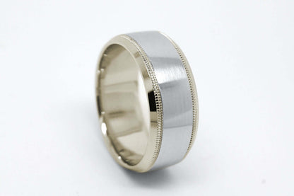 8mm Solid Gold Wedding Band for Men and Women Flat Beveled | T-0030