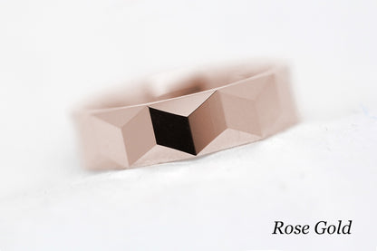 6mm Gold Wedding Band for Men and Women Optical Illusion Geometric | 1234
