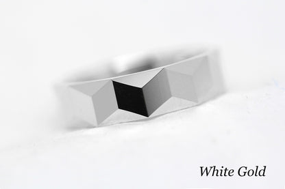 6mm Gold Wedding Band for Men and Women Optical Illusion Geometric | 1234