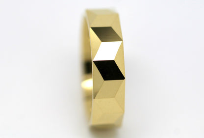 6mm Gold Wedding Band for Men and Women Optical Illusion Geometric | 1234