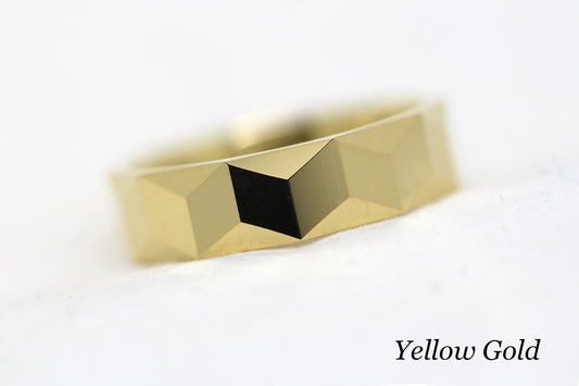 6mm Gold Wedding Band for Men and Women Optical Illusion Geometric | 1234