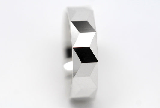 6mm 925 Silver Wedding Band for Men and Women Optical Illusion Geometric | 1234