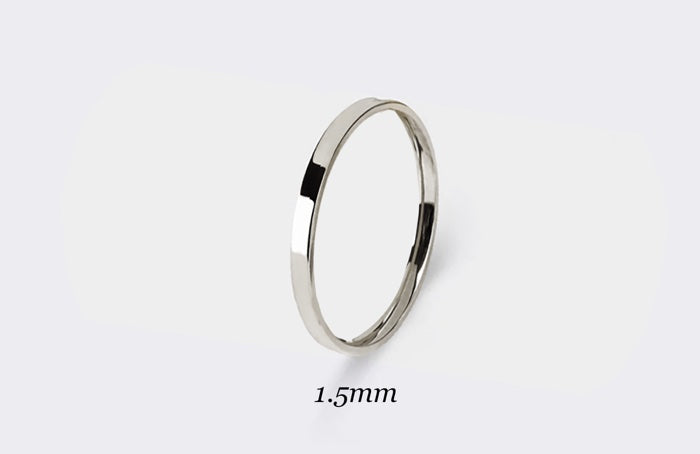 1.5 mm Gold Wedding Ring for Women Flat Polished Simple Ring | Elegant and simple 1.5mm solid gold wedding ring in white, rose, or yellow gold. Ideal as stacked with your other rings or wear alone as modest wedding band.