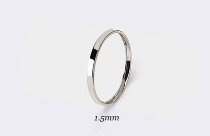 1.5 mm Gold Wedding Ring for Women Flat Polished Simple Ring | Elegant and simple 1.5mm solid gold wedding ring in white, rose, or yellow gold. Ideal as stacked with your other rings or wear alone as modest wedding band.
