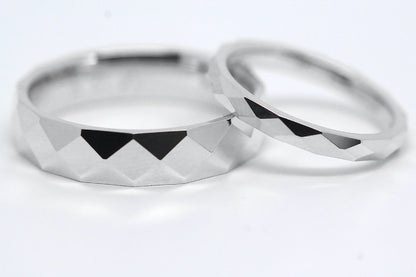 3mm 925 Sterling Silver Wedding Band for Women Faceted Diamond Shape | T-0020