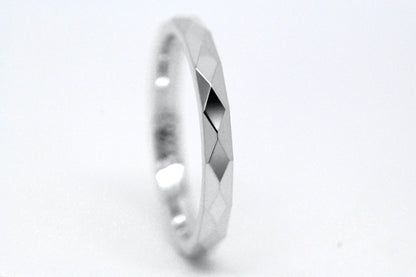 3mm 925 Sterling Silver Wedding Band for Women Faceted Diamond Shape | T-0020