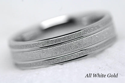 6mm Gold Sparkly Flat Wedding Band for Men and Women Star Dust | 2014