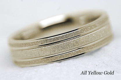 6mm Gold Sparkly Flat Wedding Band for Men and Women Star Dust | 2014