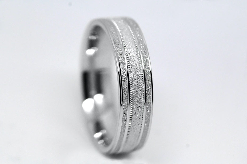 6mm 925 Silver Sparkly Flat Wedding Band for Men and Women Star Dust | 2014
