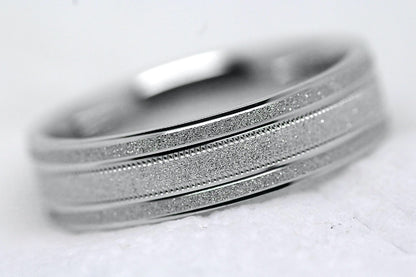 6mm 925 Silver Sparkly Flat Wedding Band for Men and Women Star Dust | 2014