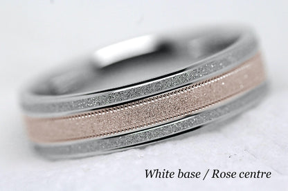 6mm Gold Sparkly Flat Wedding Band for Men and Women Star Dust | 2014