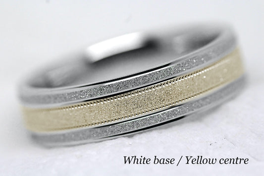 6mm Gold Sparkly Flat Wedding Band for Men and Women Star Dust | 2014