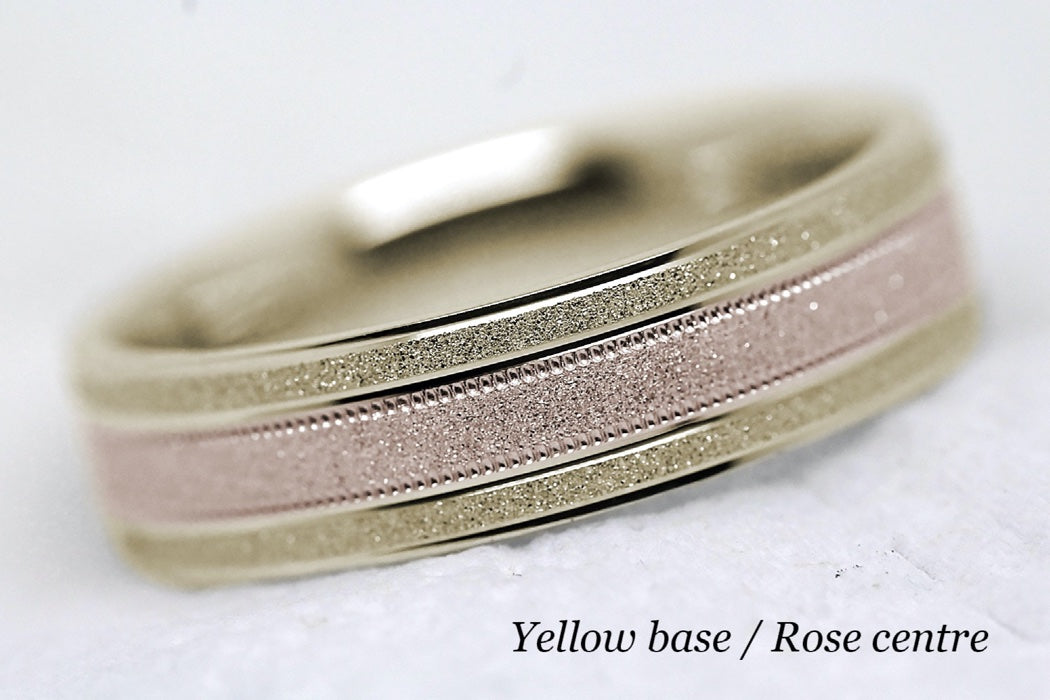 6mm Gold Sparkly Flat Wedding Band for Men and Women Star Dust | 2014